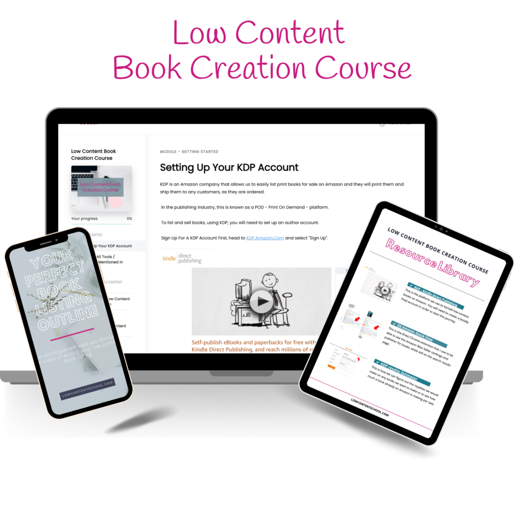 Low Content Book Creation Course Mockup